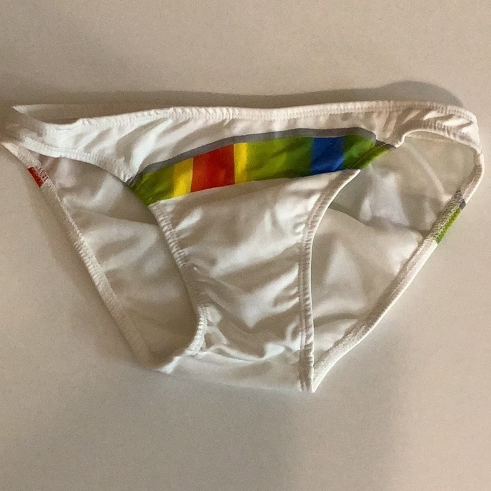 Zuliana white with striped 🏳️‍🌈design bikini vintage. New No Tags